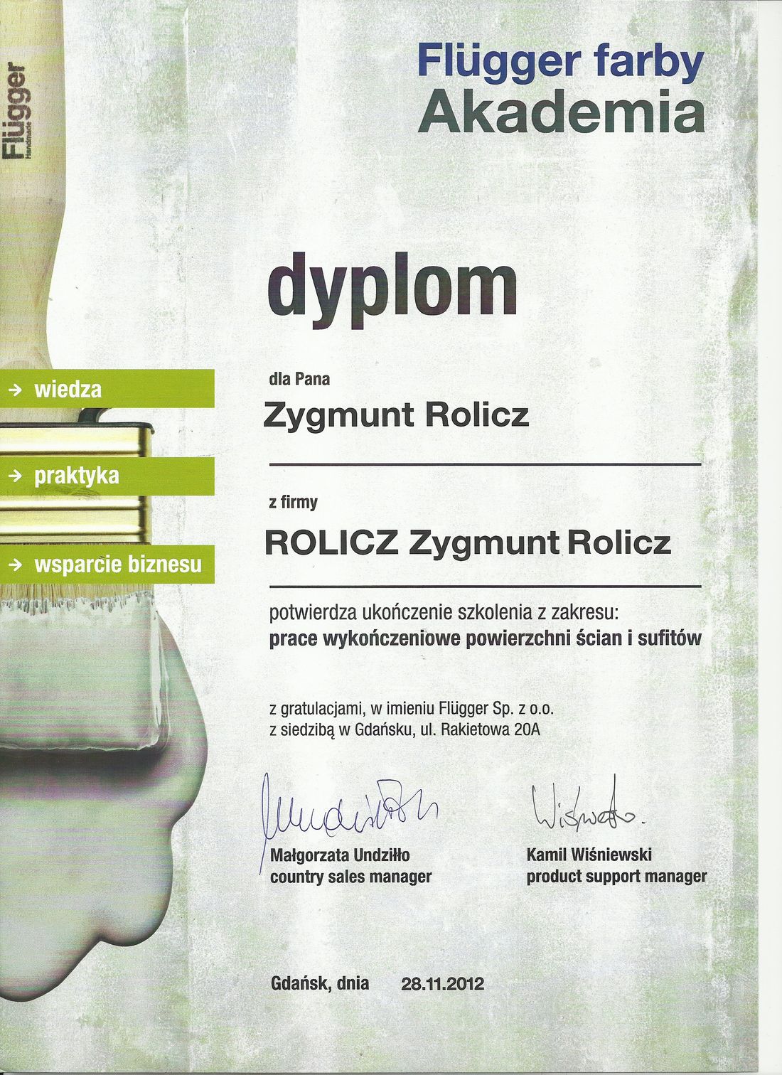 Skan dokumentu: Rekomendowany Wykonawca Flügger
